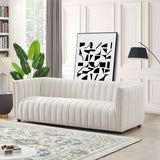 April Mid Century Modern Luxury Tight Back Beige Boucle Couch by Ashcroft Furniture at Eve Furniture
