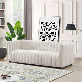 April Mid Century Modern Luxury Tight Back Beige Boucle Couch by Ashcroft Furniture at Eve Furniture