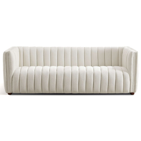 April Mid Century Modern Luxury Tight Back Beige Boucle Couch by Ashcroft Furniture at Eve Furniture