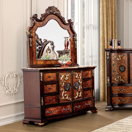 Aquilina Cherry/Oak 5-Piece Queen Bedroom Set by Furniture of America at Eve Furniture