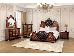 Aquilina Cherry/Oak 4-Piece Queen Bedroom Set by Furniture of America at Eve Furniture