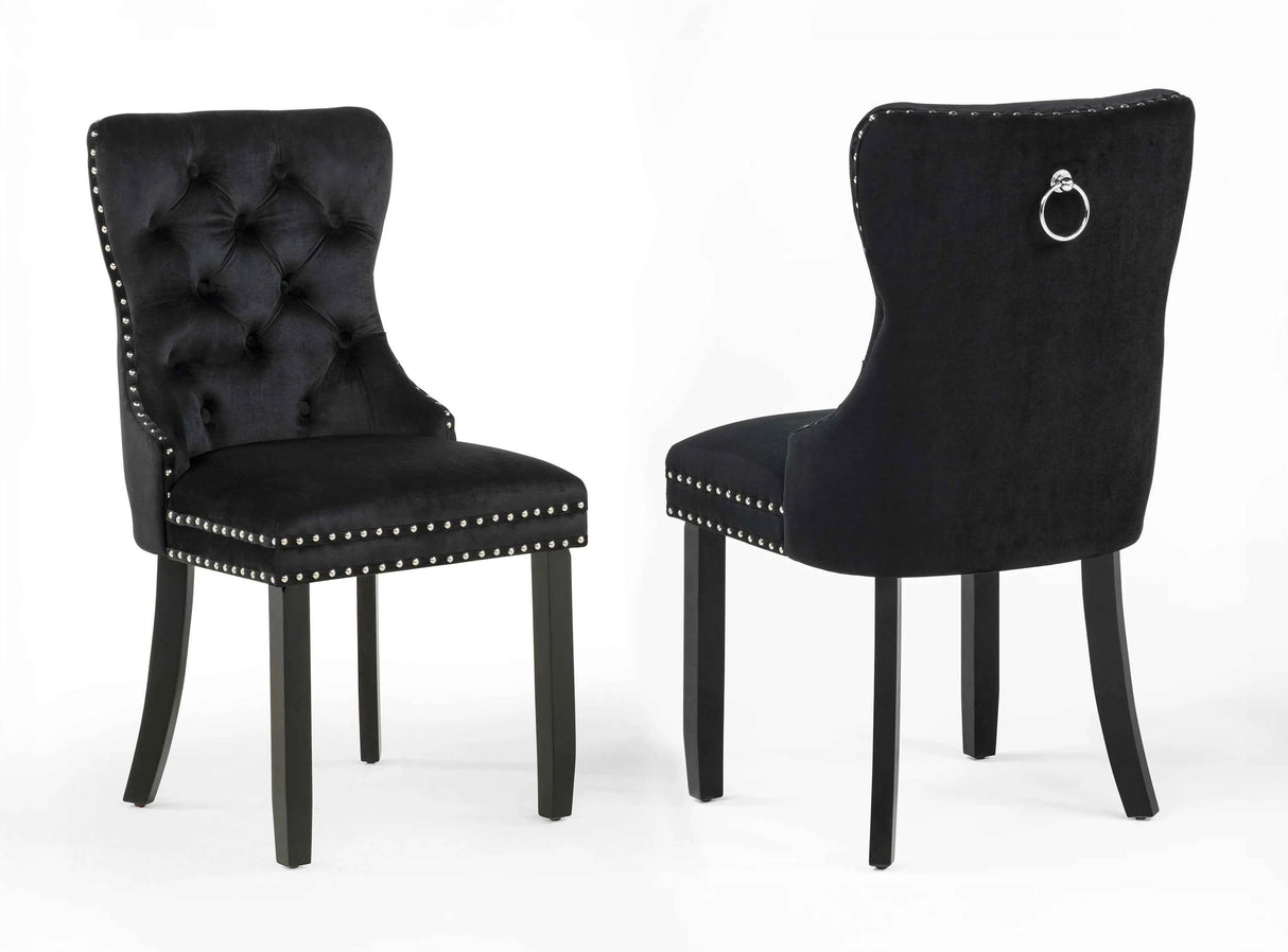 Arabella Black Velvet Accent Chair, Set of 2 by Crown Mark at Eve Furniture