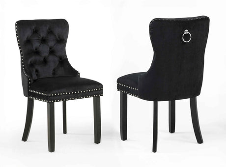 Arabella Black Velvet Accent Chair, Set of 2 by Crown Mark at Eve Furniture