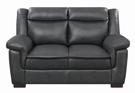 Arabella Gray Pillow Top Upholstered Loveseat by Coaster at Eve Furniture