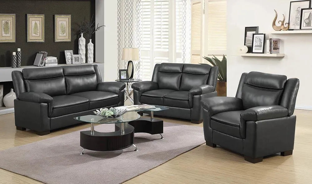 Arabella Gray Pillow Top Upholstered Loveseat by Coaster at Eve Furniture
