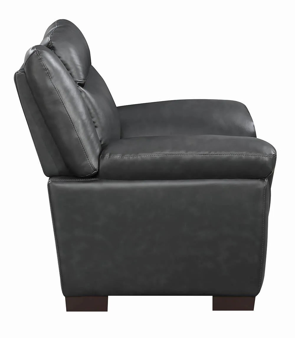 Arabella Gray Upholstered Pillow Top Arm Living Room Set by Coaster at Eve Furniture