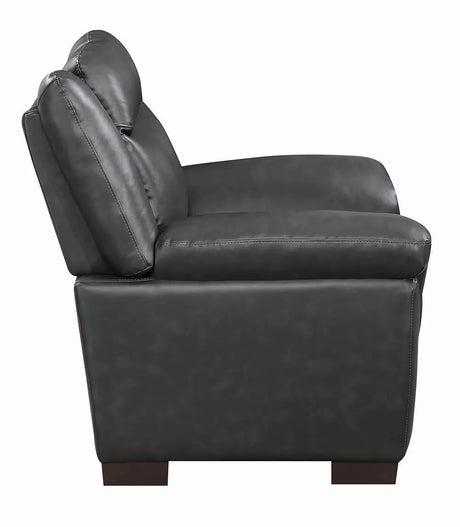 Arabella Gray Upholstered Pillow Top Arm Living Room Set by Coaster at Eve Furniture