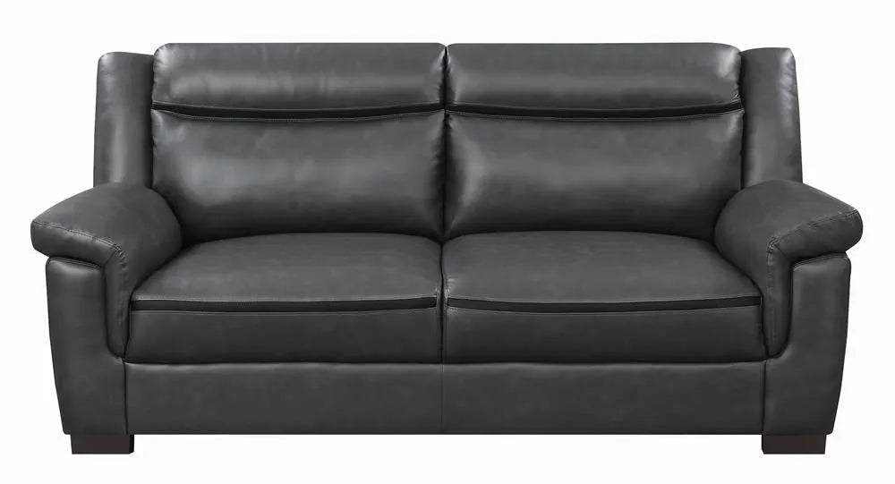 Arabella Gray Upholstered Pillow Top Arm Living Room Set by Coaster at Eve Furniture