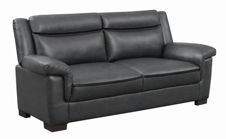 Arabella Gray Upholstered Pillow Top Arm Living Room Set by Coaster at Eve Furniture