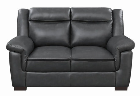 Arabella Gray Upholstered Pillow Top Arm Living Room Set by Coaster at Eve Furniture