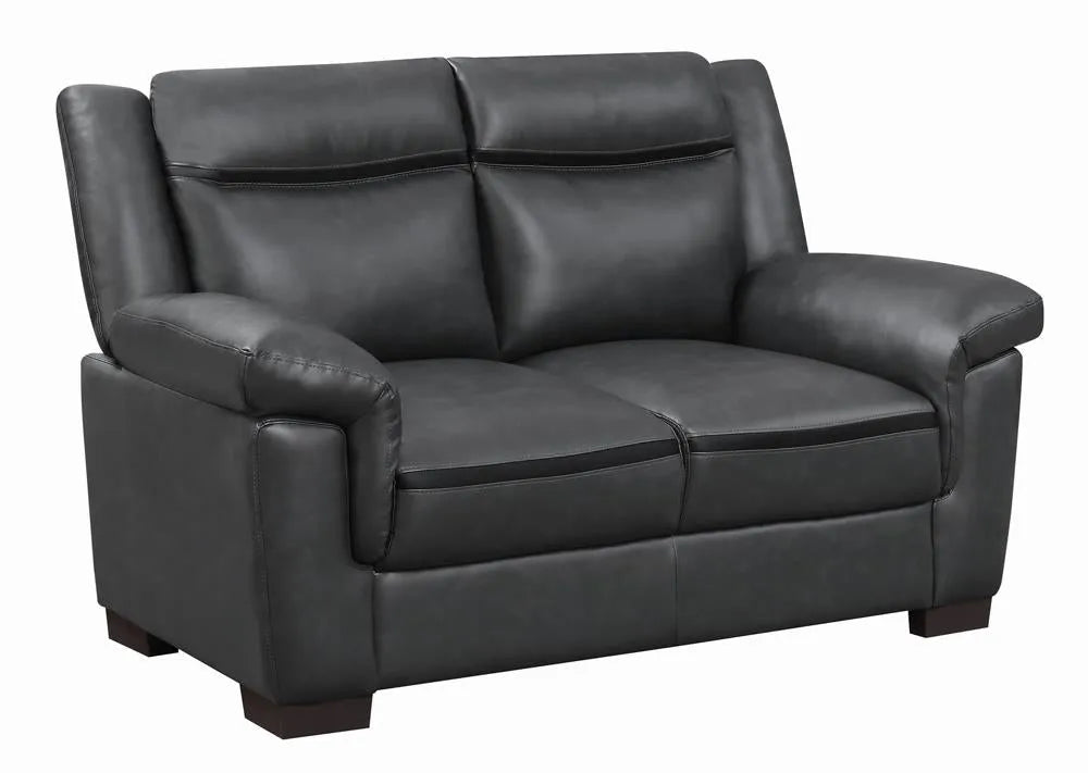 Arabella Gray Upholstered Pillow Top Arm Living Room Set by Coaster at Eve Furniture