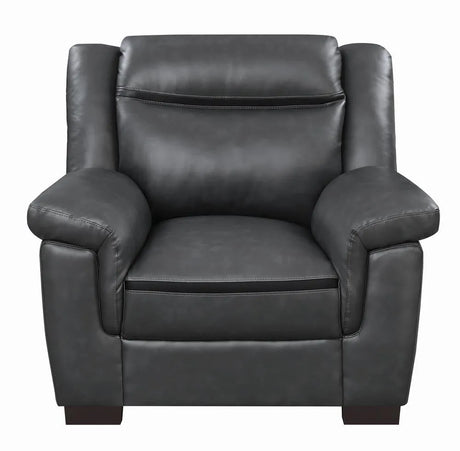 Arabella Gray Upholstered Pillow Top Arm Living Room Set by Coaster at Eve Furniture