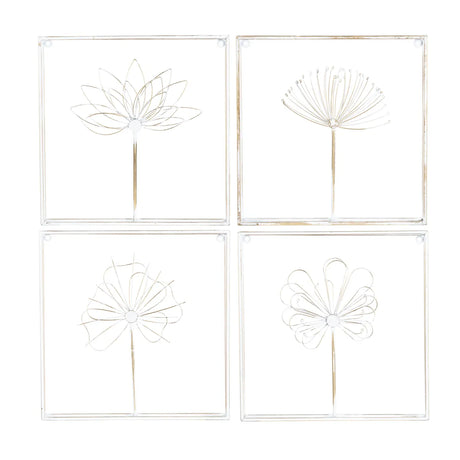 Arabello White/Gold Wall Art (Set Of 4) by Crestview at Eve Furniture