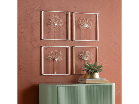 Arabello White/Gold Wall Art (Set Of 4) by Crestview at Eve Furniture