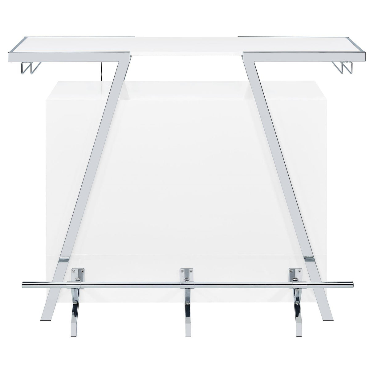 Araceli White Home Bar Wine Cabinet High Gloss and Chrome by Coaster at Eve Furniture