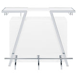 Araceli White Home Bar Wine Cabinet High Gloss and Chrome by Coaster at Eve Furniture