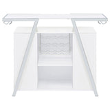 Araceli White Home Bar Wine Cabinet High Gloss and Chrome by Coaster at Eve Furniture