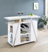 Araceli White Home Bar Wine Cabinet High Gloss and Chrome by Coaster at Eve Furniture