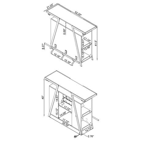 Araceli White Home Bar Wine Cabinet High Gloss and Chrome by Coaster at Eve Furniture