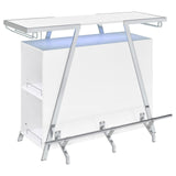 Araceli White Home Bar Wine Cabinet High Gloss and Chrome by Coaster at Eve Furniture