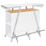 Araceli White Home Bar Wine Cabinet High Gloss and Chrome by Coaster at Eve Furniture