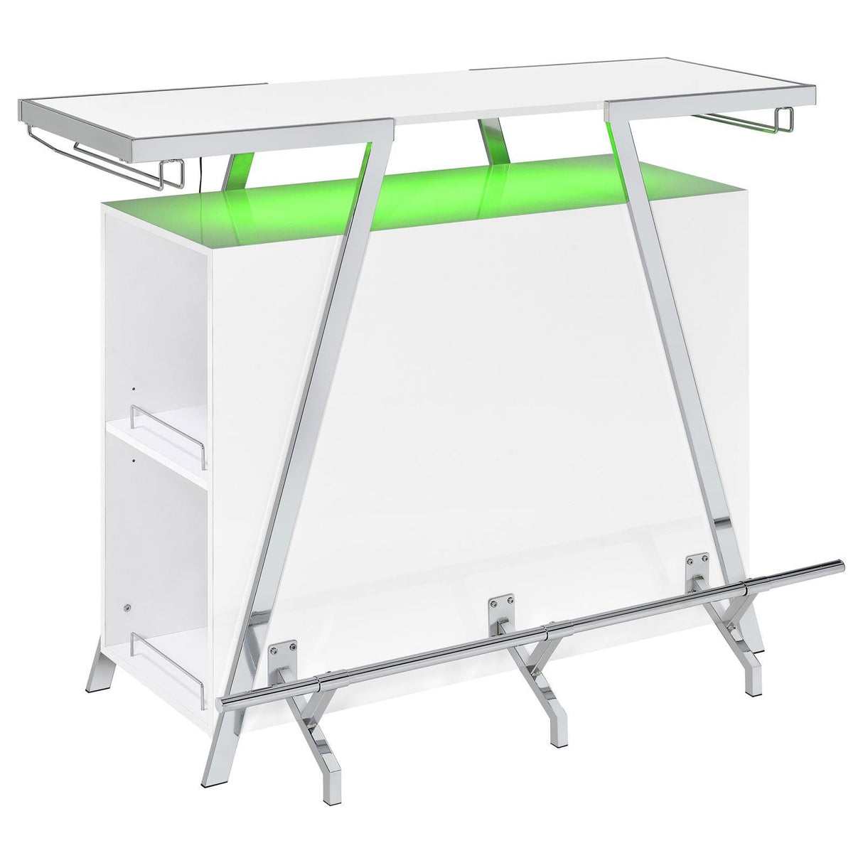 Araceli White Home Bar Wine Cabinet High Gloss and Chrome by Coaster at Eve Furniture