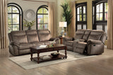 Aram Brown Fabric Double Glider Reclining Loveseat with Center Console, Receptacles and USB Ports by Homelegance at Eve Furniture