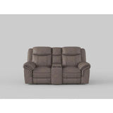 Aram Brown Fabric Double Glider Reclining Loveseat with Center Console, Receptacles and USB Ports by Homelegance at Eve Furniture