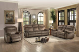 Aram Brown Fabric Double Reclining Sofa by Homelegance at Eve Furniture