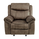 Aram Brown Fabric Glider Reclining Chair by Homelegance at Eve Furniture