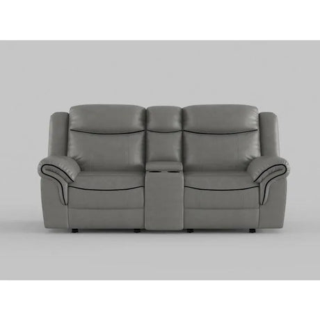 Aram Dark Brown Faux Leather Double Glider Reclining Loveseat with Center Console, Receptacles and USB Ports by Homelegance at Eve Furniture