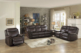 Aram Dark Brown Faux Leather Glider Reclining Chair by Homelegance at Eve Furniture