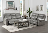 Aram Gray Faux Leather Double Reclining Sofa by Homelegance at Eve Furniture