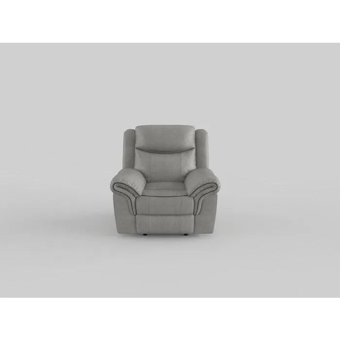 Aram Gray Faux Leather Glider Reclining Chair by Homelegance at Eve Furniture