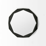 Aramis I 32" Octagon Black Wood Frame Wall Mirror by Mercana at Eve Furniture