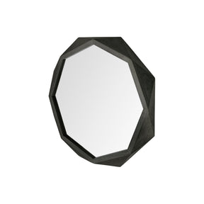 Aramis I 32" Octagon Black Wood Frame Wall Mirror by Mercana at Eve Furniture