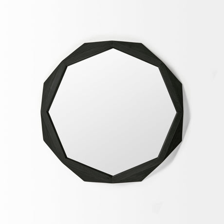 Aramis I Octagon Black Wood Frame Wall Mirror by Mercana at Eve Furniture