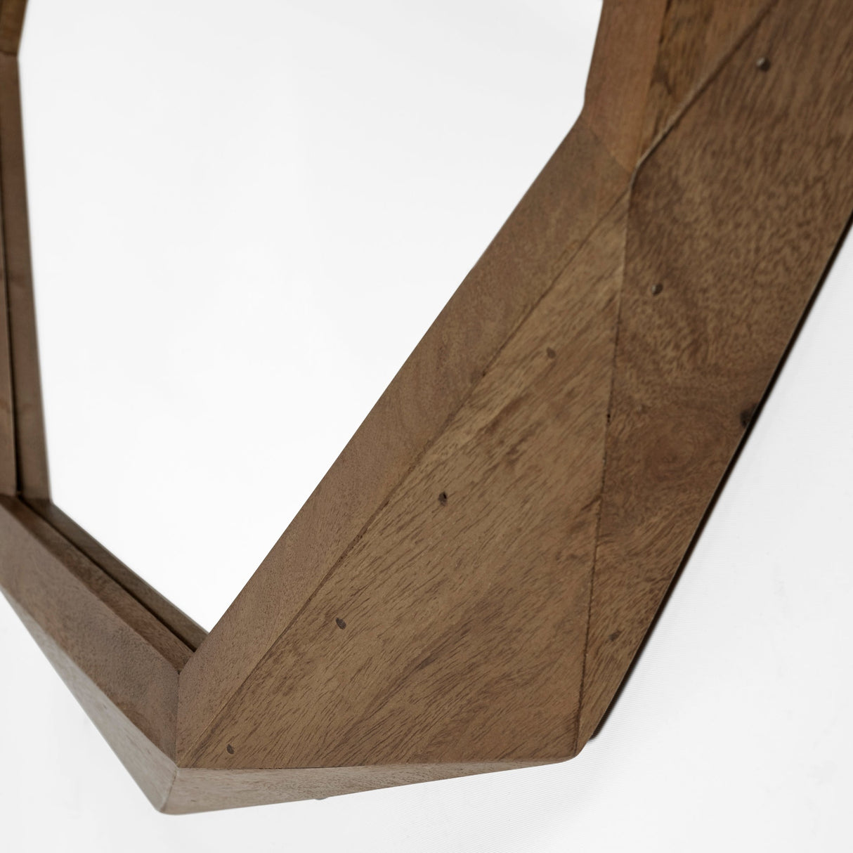 Aramis I Octagon Brown Wood Frame Wall Mirror by Mercana at Eve Furniture