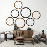 Aramis I Octagon Brown Wood Frame Wall Mirror by Mercana at Eve Furniture