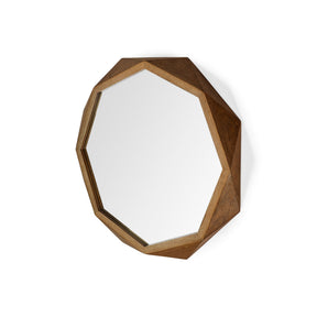 Aramis I Octagon Brown Wood Frame Wall Mirror by Mercana at Eve Furniture