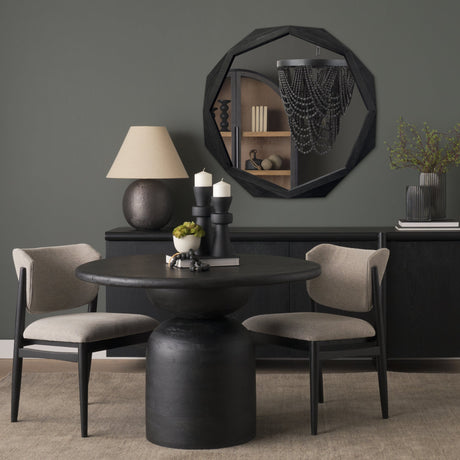 Aramis II Octagon Black Wood Frame Wall Mirror by Mercana at Eve Furniture