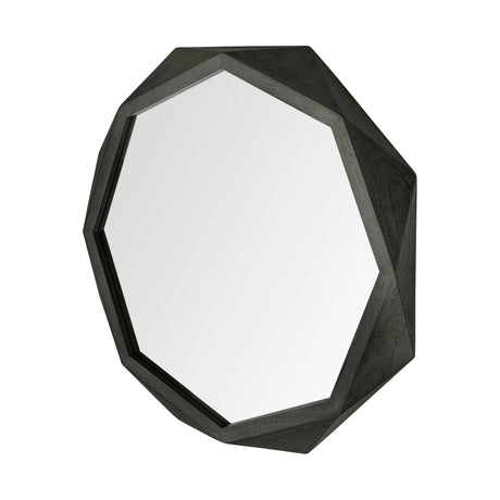 Aramis II Octagon Black Wood Frame Wall Mirror by Mercana at Eve Furniture