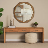 Aramis II Octagon Brown Wood Frame Wall Mirror by Mercana at Eve Furniture