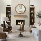Aramis II Octagon Brown Wood Frame Wall Mirror by Mercana at Eve Furniture