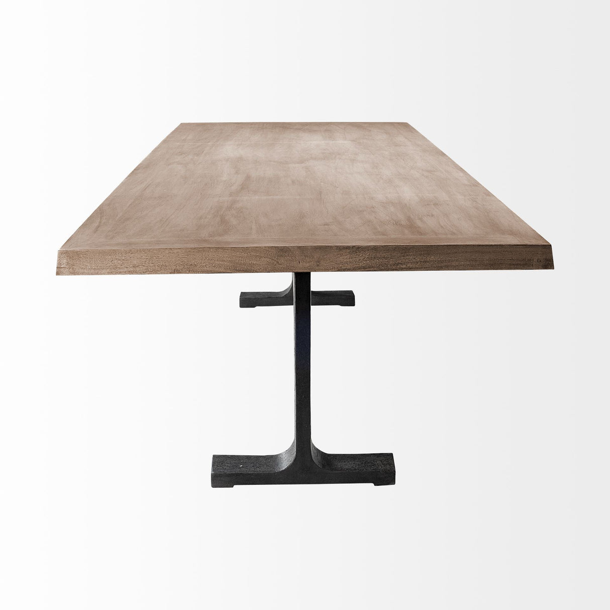 Araxi Rectangular Brown Solid Wood Top Black Metal Base Dining Table by Mercana at Eve Furniture