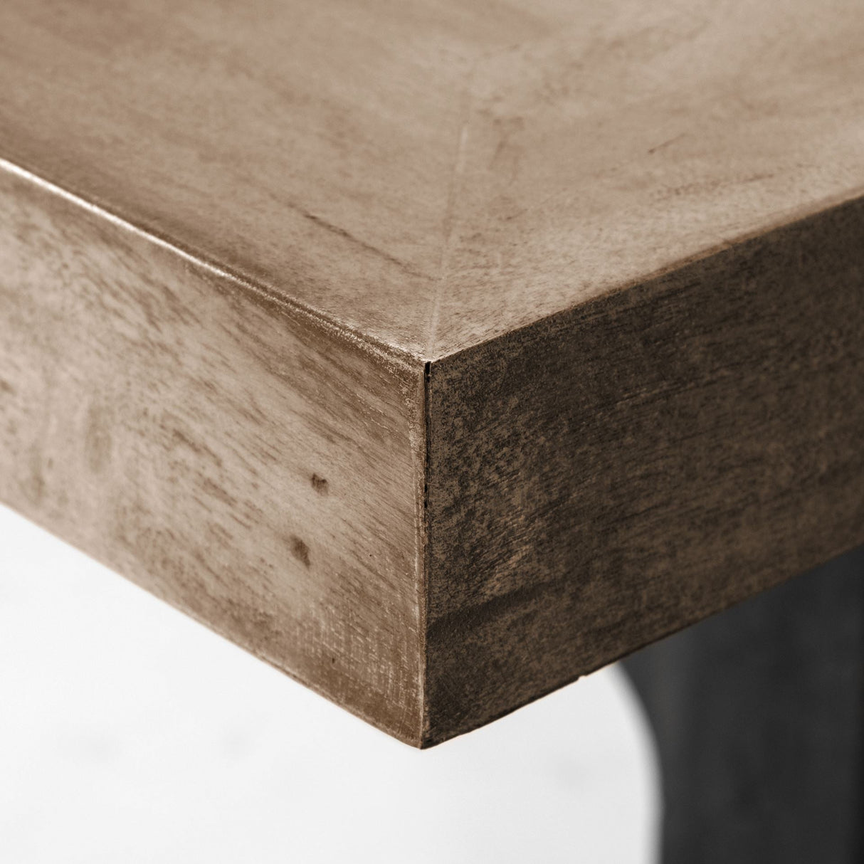Araxi Rectangular Brown Solid Wood Top Black Metal Base Dining Table by Mercana at Eve Furniture