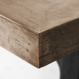 Araxi Rectangular Brown Solid Wood Top Black Metal Base Dining Table by Mercana at Eve Furniture