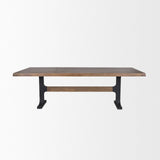 Araxi Rectangular Dark Brown Wood w/ Black Metal Base Dining Table by Mercana at Eve Furniture
