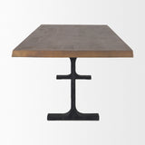 Araxi Rectangular Dark Brown Wood w/ Black Metal Base Dining Table by Mercana at Eve Furniture