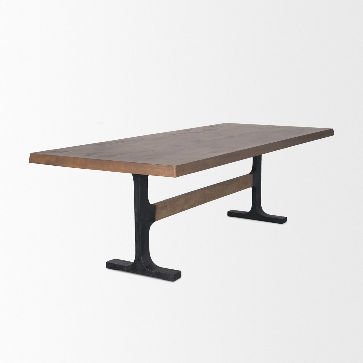 Araxi Rectangular Dark Brown Wood w/ Black Metal Base Dining Table by Mercana at Eve Furniture